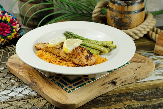 Salmon and Asparagus.
